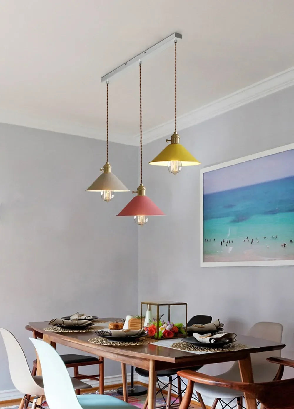 DINDALLED Modern Pendant Light E27 Chandeliers for Living Room Dining Room Kitchen Bedroom Pendant Lamp Three-head Hanging Lamp
