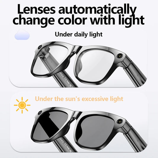 4K AI Smart Photochromic Glasses Multifunction Camera Bluetooth Call Voice Assistant Music Player Translate Glasses For Xiaomi
