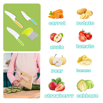 Fun Kids Cooking Sets 28PCS, Sandwich Cutter Shapes, Serrated Edge Y Peeler, Safe Kitchen Tools for Children Chefs Ages 3-12 Yea