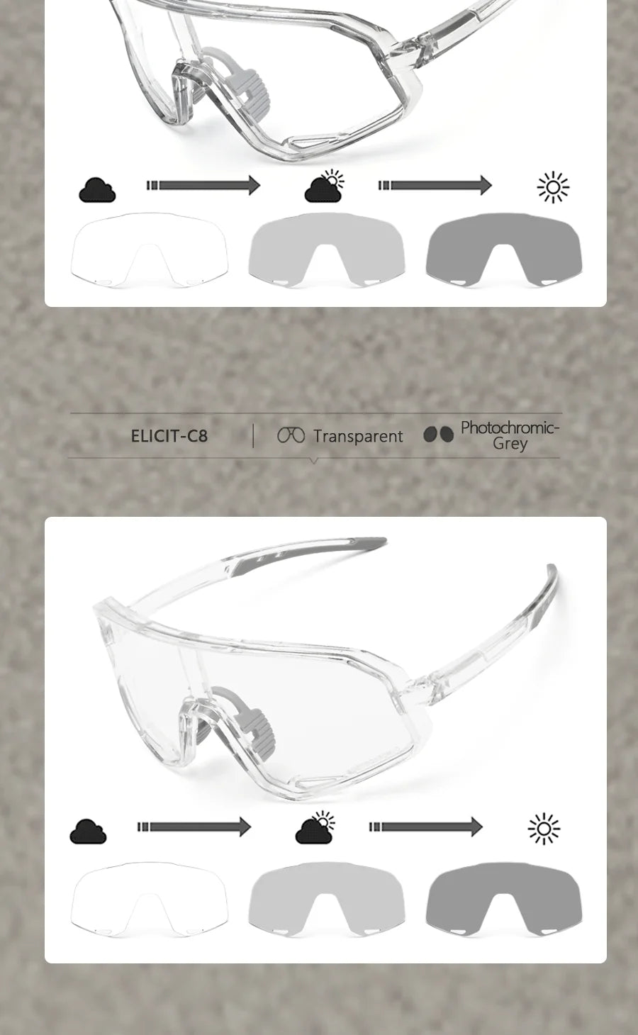 Gafas Ciclismo ELICIT – UV400 y Fotocromáticas