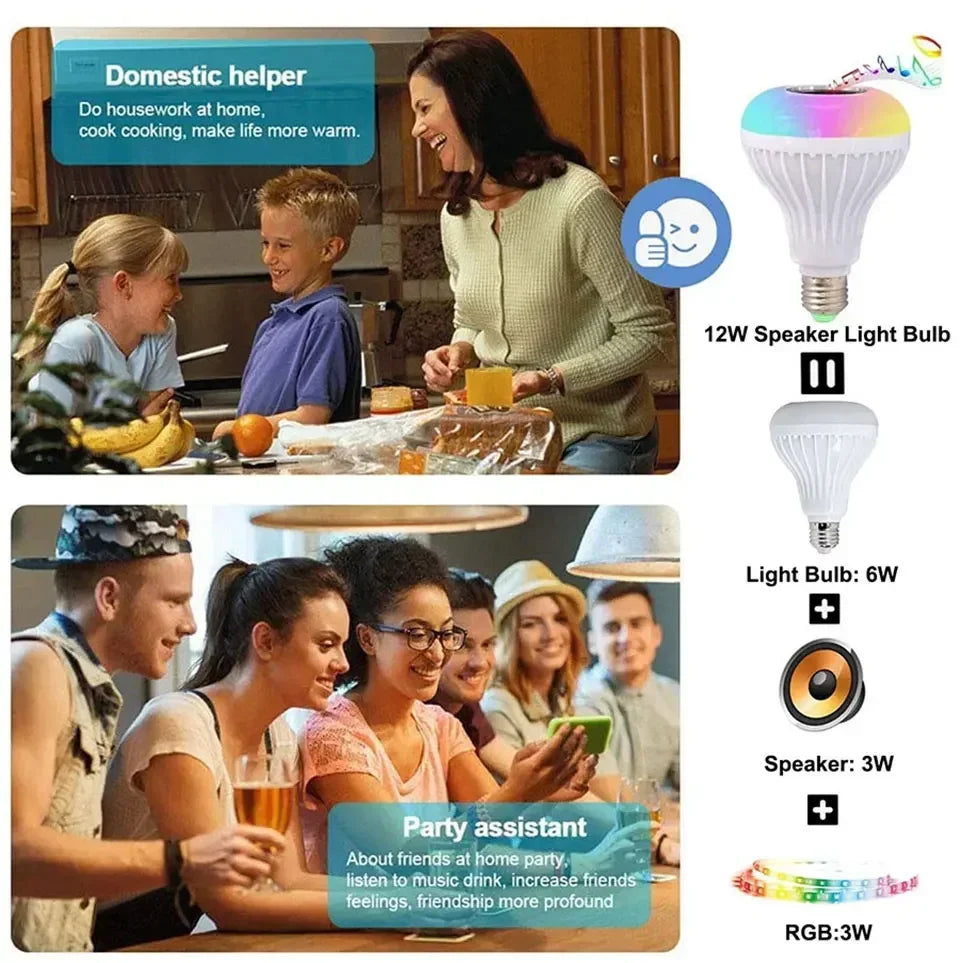 E27 Bluetooth Speaker Music Bulb With Remote Control 85-265V RGBW DJ Disco Stage Bulbs For Bedroom Living Room Stage Lighting