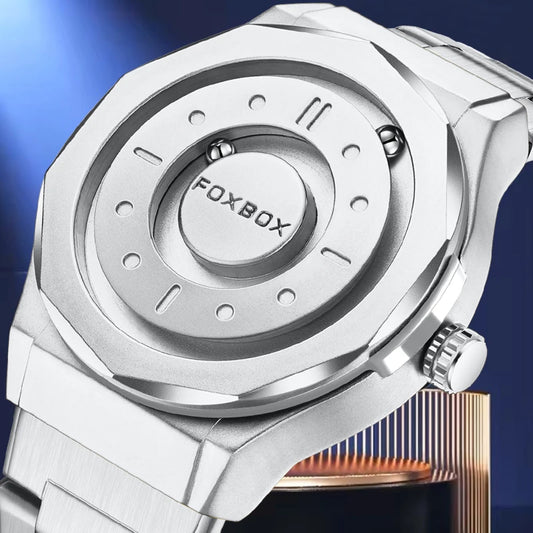 Reloj FOXBOX Hombre – Cuarzo, Acero Inoxidable y Aguja Deslizante Magnética
