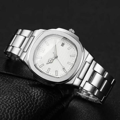 Reloj de Hombre Lujo – Cuarzo, Dial Cuadrado, Acero Inoxidable y Calendario (Sin Caja)