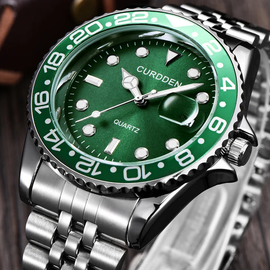 Reloj de Cuarzo para Hombre 2024 – Acero Inoxidable, Calendario y Estilo Casual
