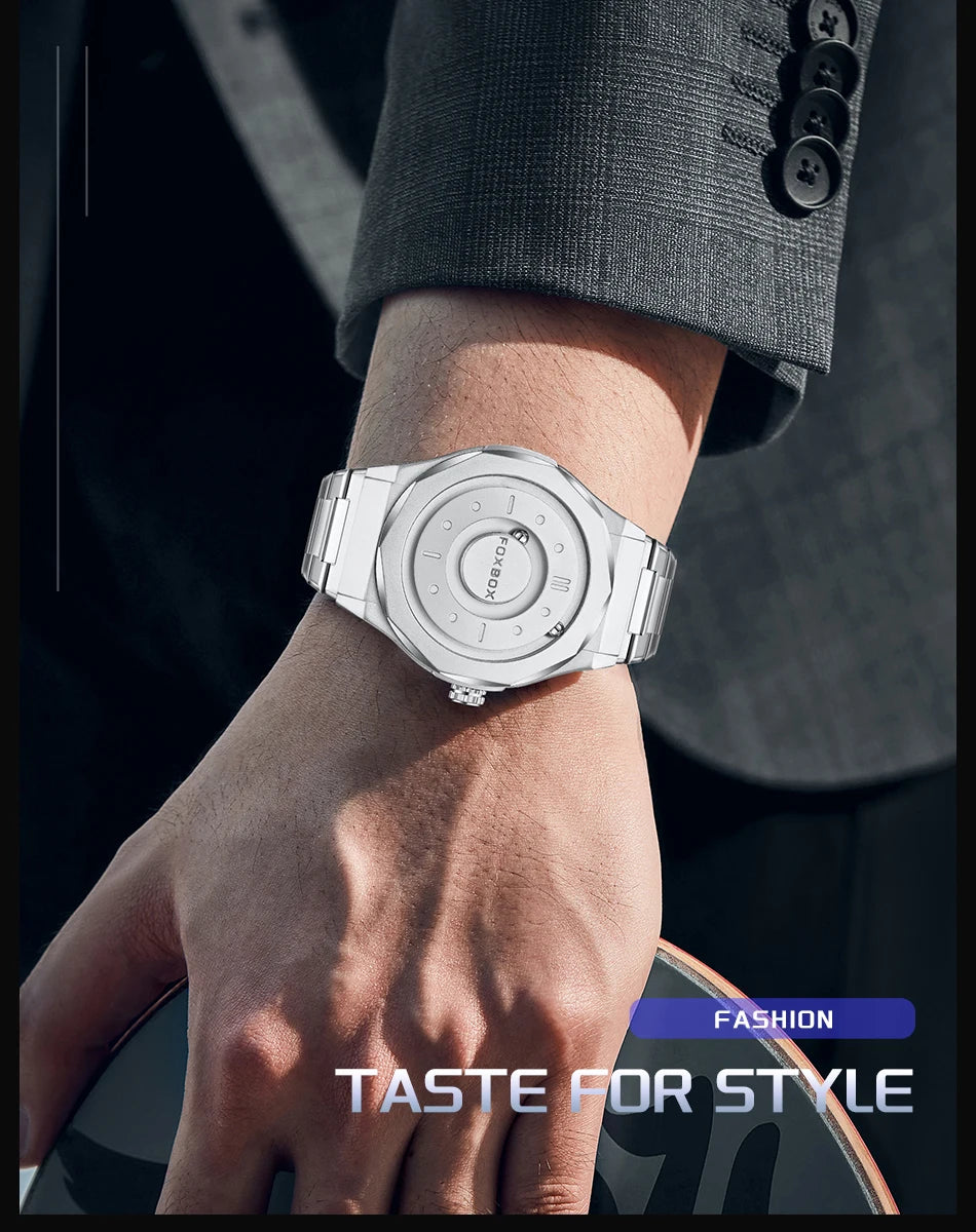 Reloj FOXBOX Hombre – Cuarzo, Acero Inoxidable y Aguja Deslizante Magnética