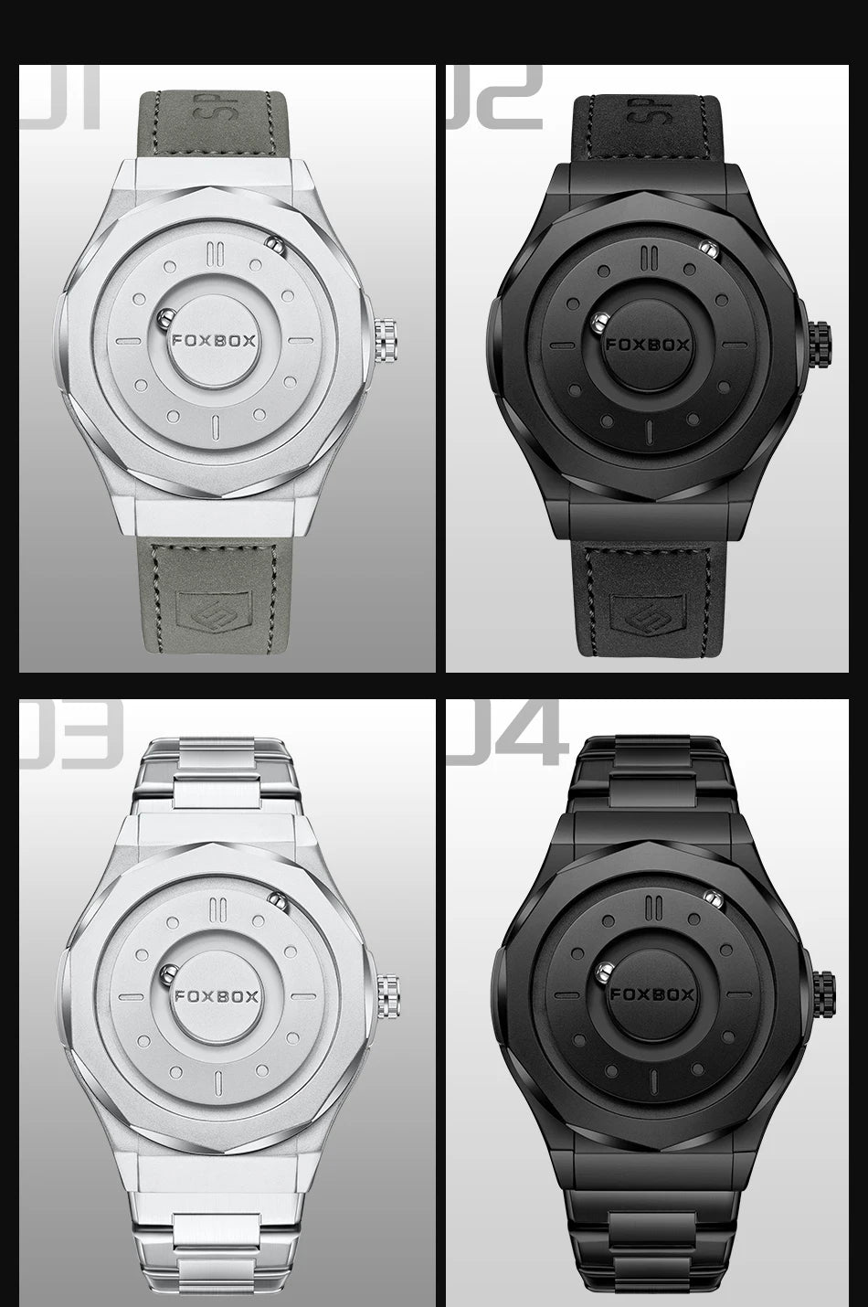 Reloj FOXBOX Hombre – Cuarzo, Acero Inoxidable y Aguja Deslizante Magnética
