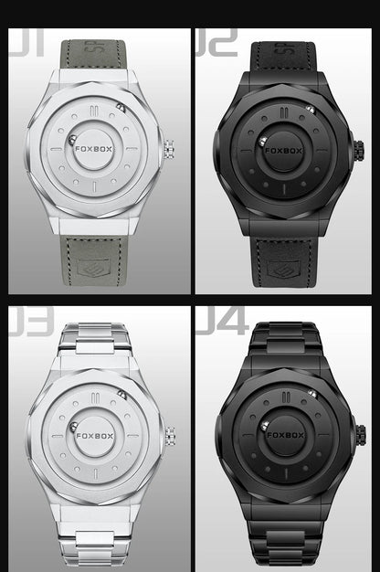 Reloj FOXBOX Hombre – Cuarzo, Acero Inoxidable y Aguja Deslizante Magnética