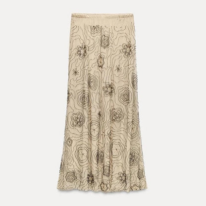 Sexy Beading Sequin Top Pant Set Women Slim Tube Top Scarf Neck See Through Straight Trouser 2025 Fashion Autumn Party Suit Lady