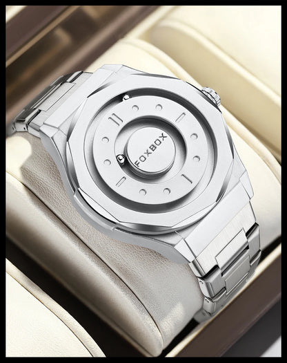 Reloj FOXBOX Hombre – Cuarzo, Acero Inoxidable y Aguja Deslizante Magnética
