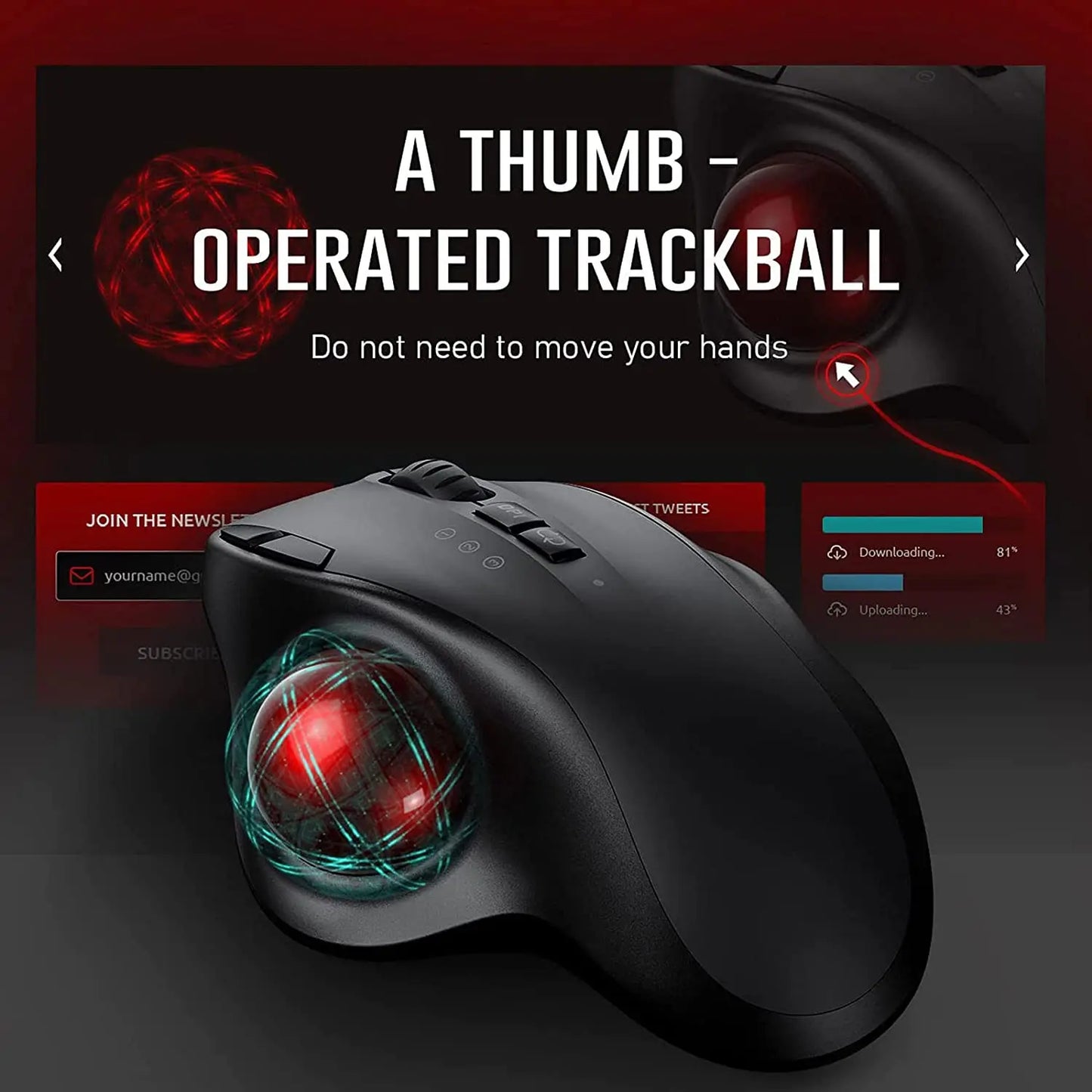 Ratón Trackball Inalámbrico – Recargable, Ergonómico y Ajustable, Bluetooth/USB