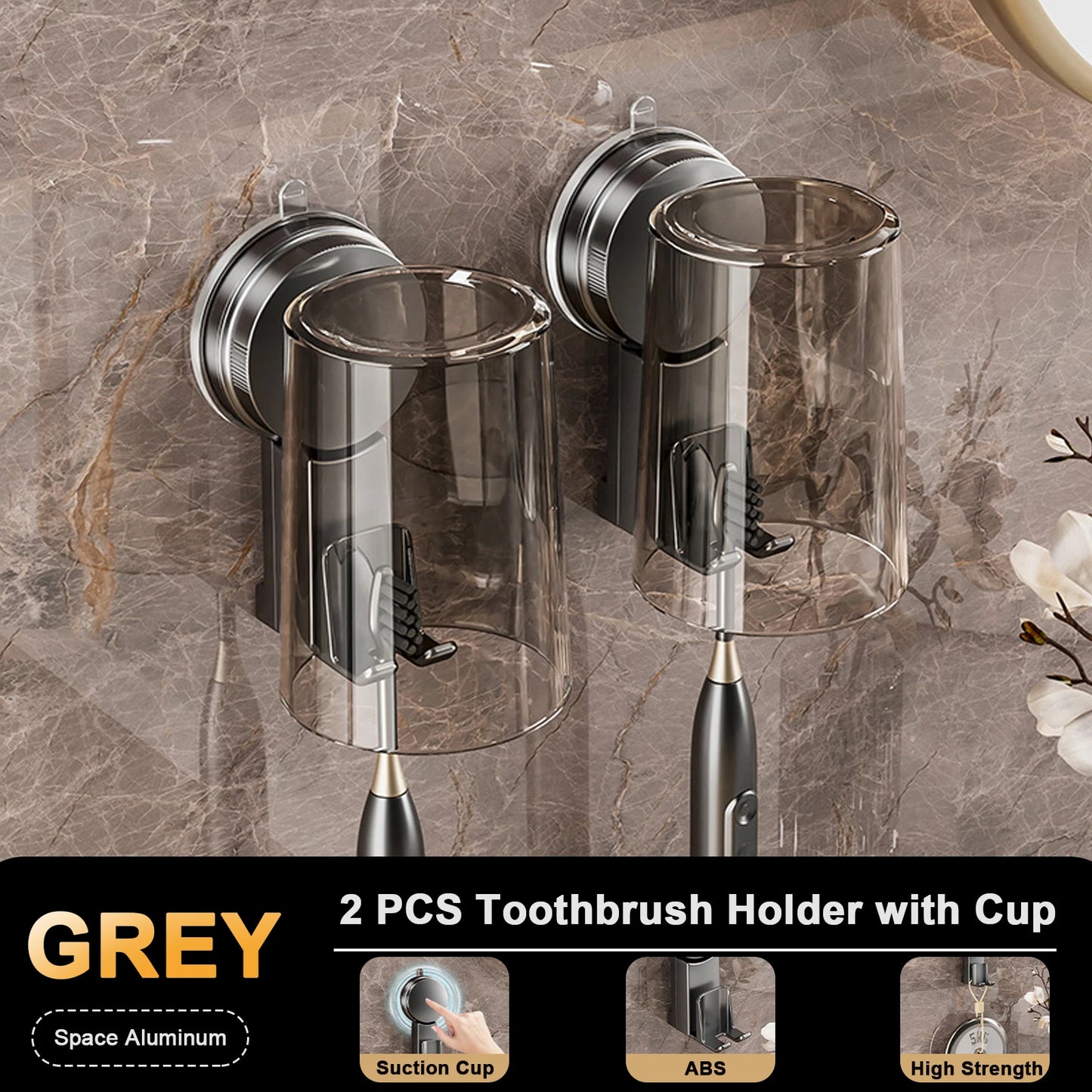 Vacuum suction cup toothbrush Storage Rack Non-punching Wall-mounted Toothbrush Holder Dustproof Space Saving Mouthwash Cup Set