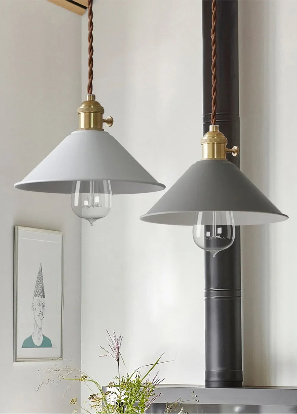 DINDALLED Modern Pendant Light E27 Chandeliers for Living Room Dining Room Kitchen Bedroom Pendant Lamp Three-head Hanging Lamp