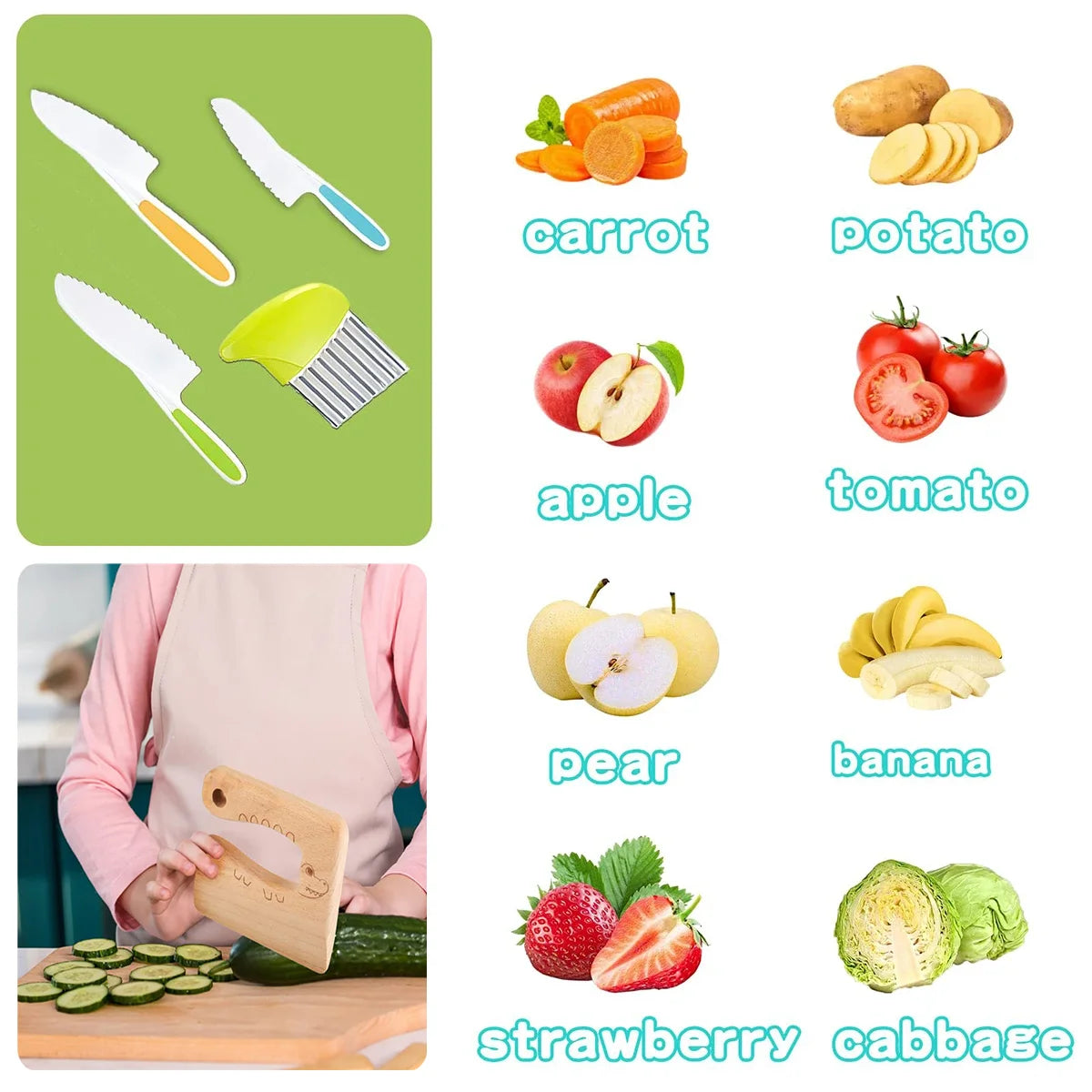 Fun Kids Cooking Sets 28PCS, Sandwich Cutter Shapes, Serrated Edge Y Peeler, Safe Kitchen Tools for Children Chefs Ages 3-12 Yea