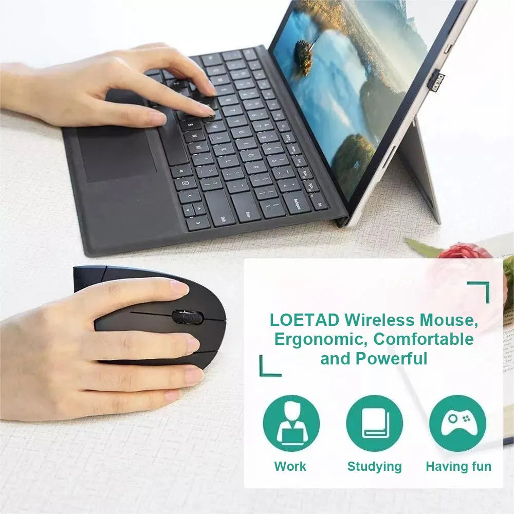 Ratón Vertical Ergonómico Inalámbrico – 3 DPI Ajustables, 6 Botones para PC y Laptop