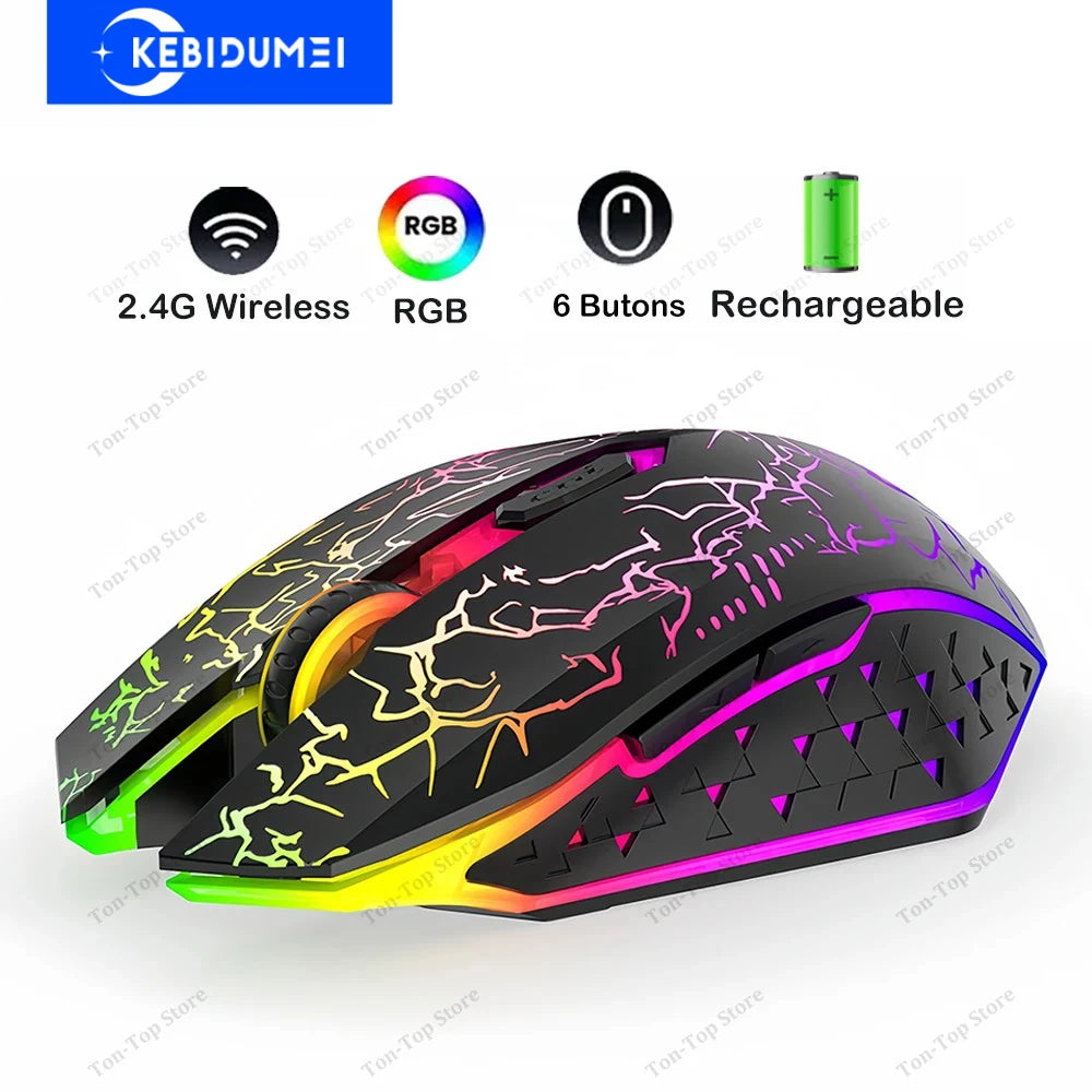 Ratón Gaming Inalámbrico RGB – 8 Botones, 3200DPI, Recargable