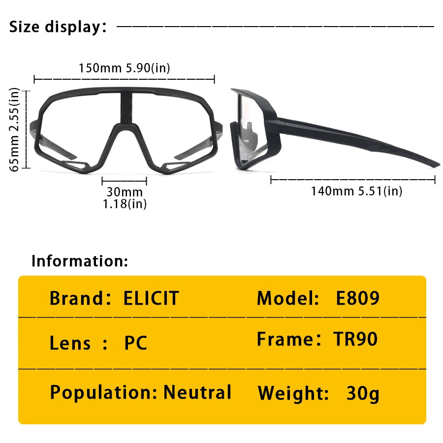 Gafas Ciclismo ELICIT – UV400 y Fotocromáticas