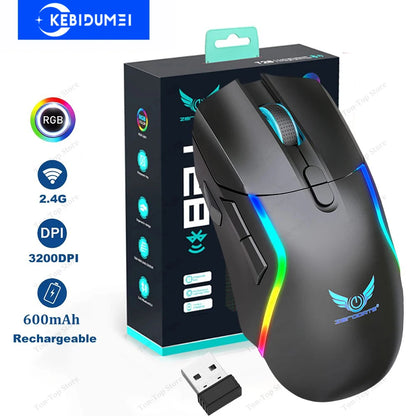Ratón Gaming Inalámbrico RGB – 8 Botones, 3200DPI, Recargable