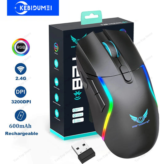 Ratón Gaming Inalámbrico RGB – 8 Botones, 3200DPI, Recargable