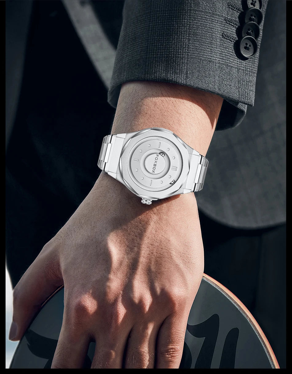 Reloj FOXBOX Hombre – Cuarzo, Acero Inoxidable y Aguja Deslizante Magnética
