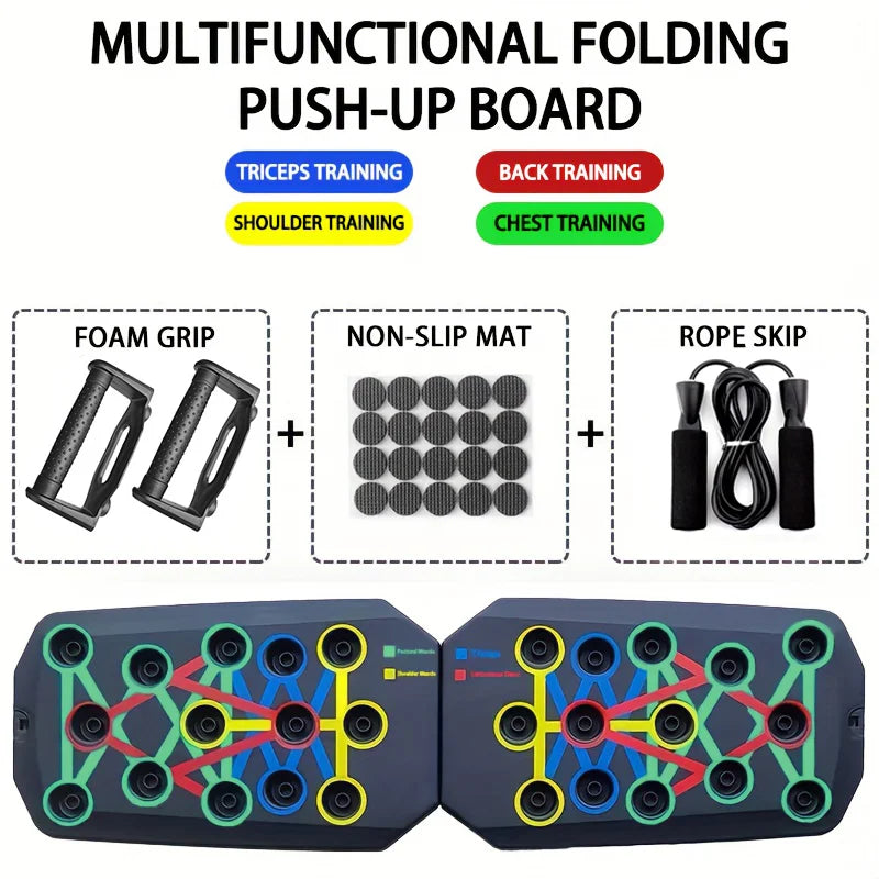 Set Portátil de Tabla Multifuncional de Flexiones con Asas, Equipo de Fitness Plegable para Entrenamiento de Pecho, Abdomen, Brazos y Espalda ✅